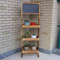 European Pastoral Solid Wood Small Chalkboard Garden Flower Shelf Stand